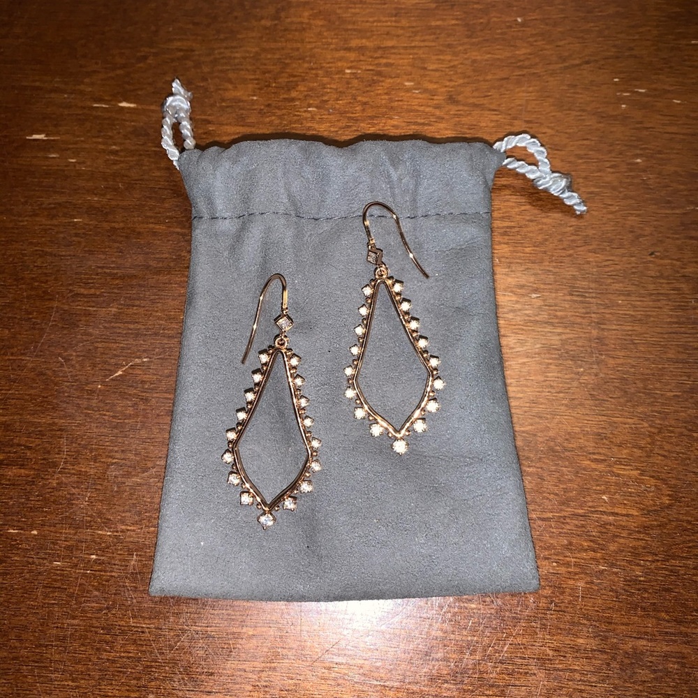 Kendra Scott Rose Gold Rhinestone Drop Earrings